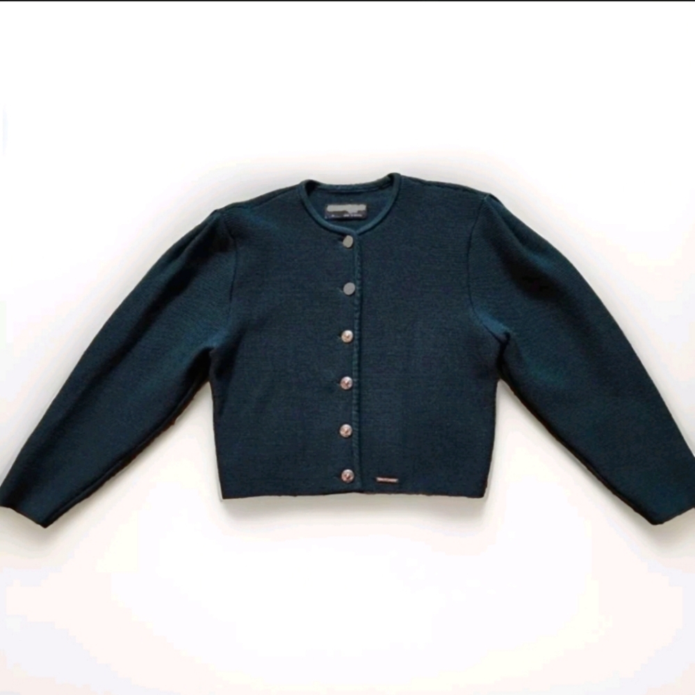 Classic Dark Teal Button-Front Women's Cardigan Sweater